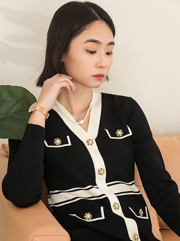 缔梵茜女装2023春夏季黑色连衣裙