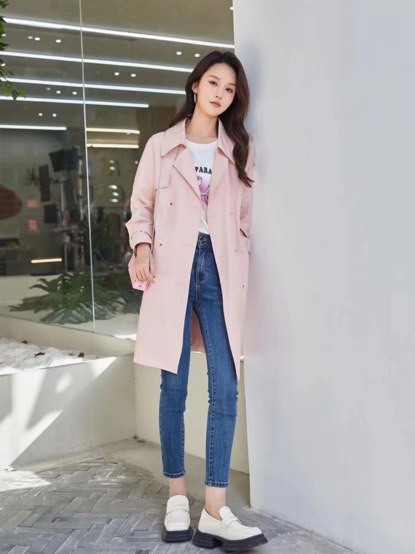 集娴2023春夏季粉色风衣