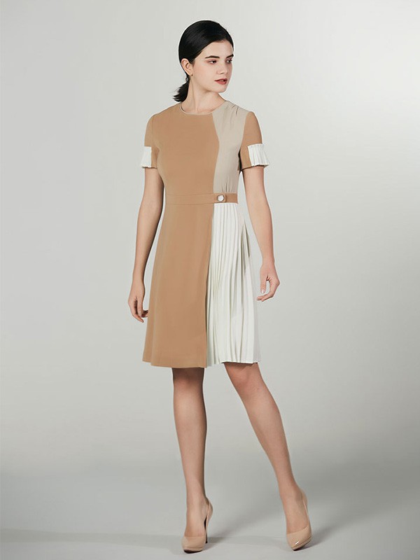 LynFong女装2023春夏季拼色连衣裙