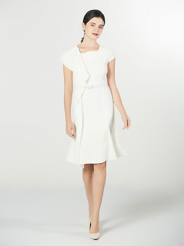 LynFong女装2023春夏季白色连衣裙