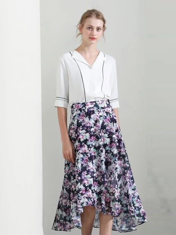 裳滋女装2023春夏季白色T恤