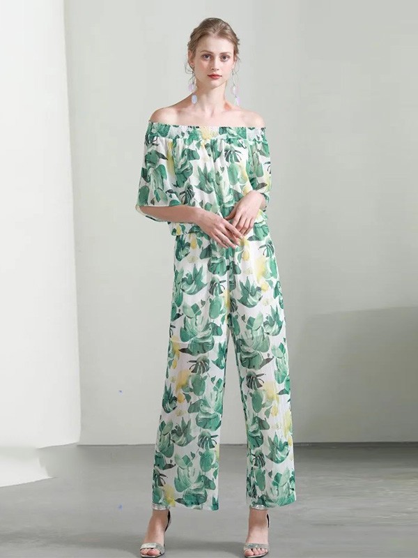 裳滋女装2023春夏季绿色连体裤