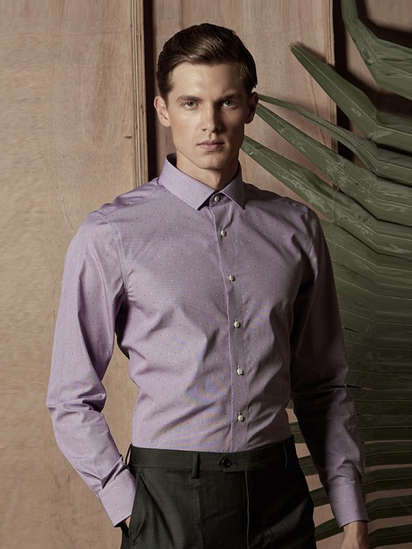 蓝河男装2023春夏季紫色衬衫