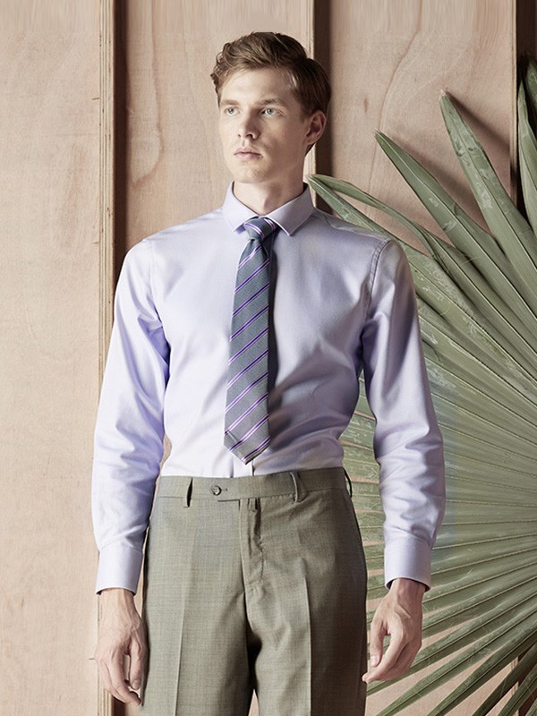 蓝河男装2023春夏季紫色衬衫