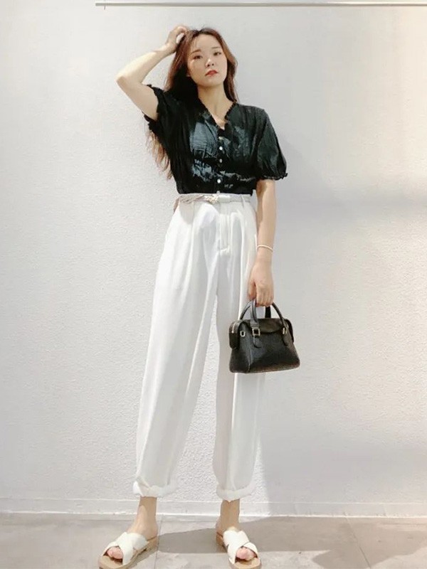 听说女装2023春夏季白色阔腿裤