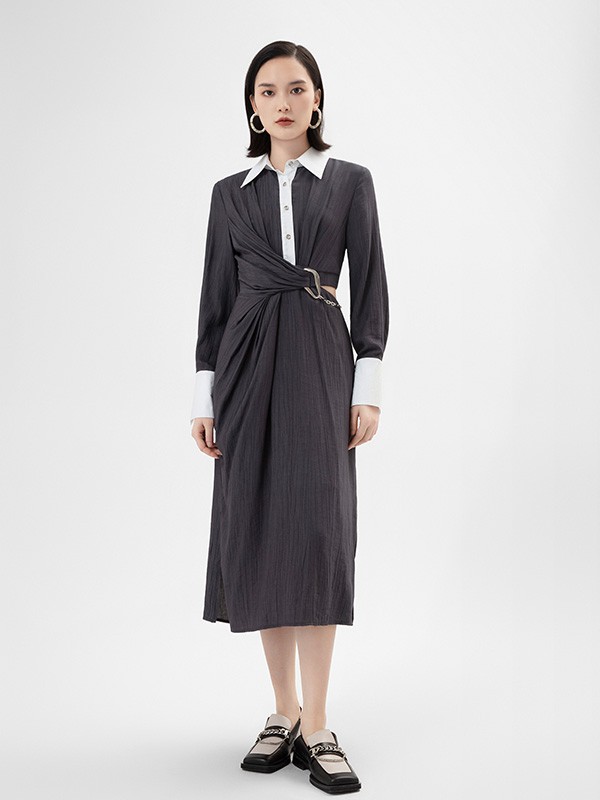 卡蔓2023春夏季黑色连衣裙