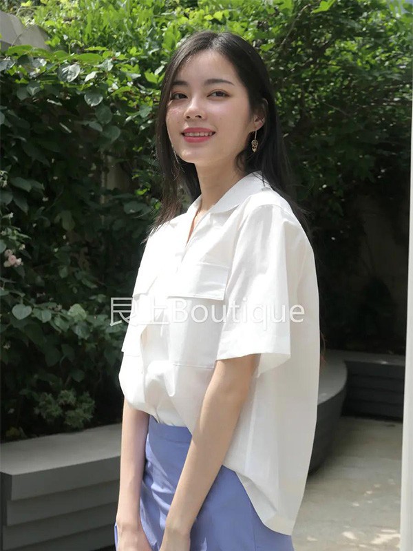 艮上女装2023春夏季白色衬衫