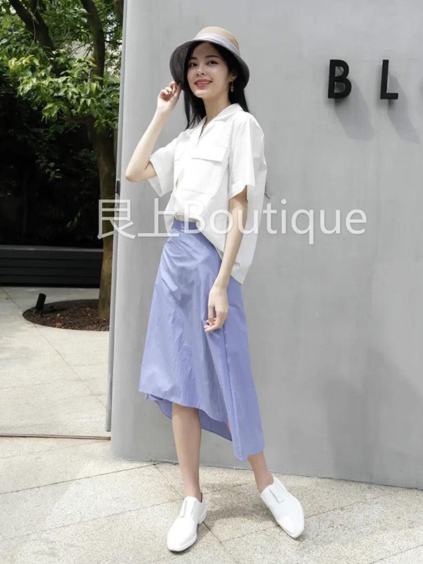 艮上女装2023春夏季紫色半身裙