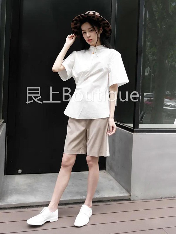 艮上女装2023春夏季白色T恤