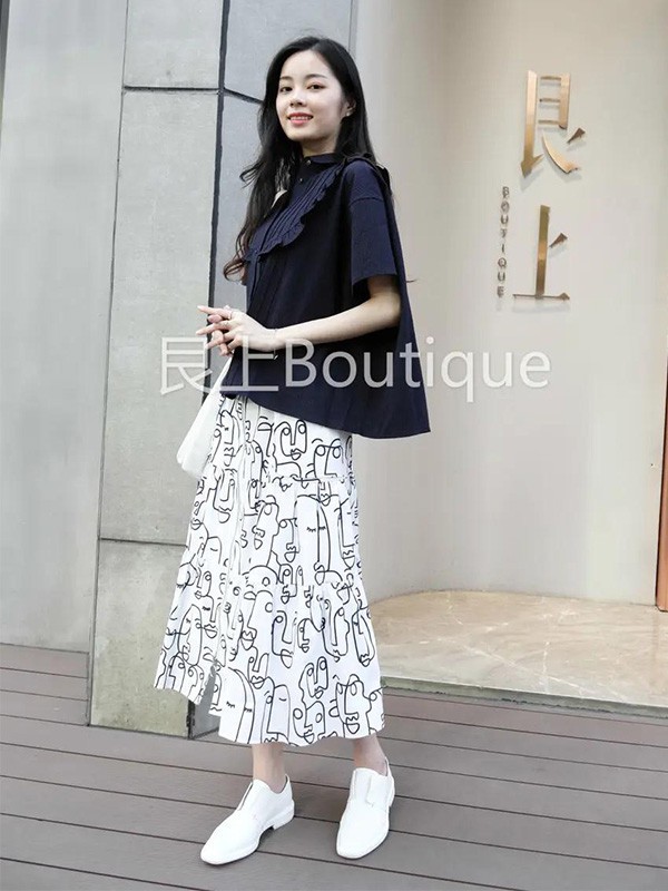 艮上女装2023春夏季白色半身裙