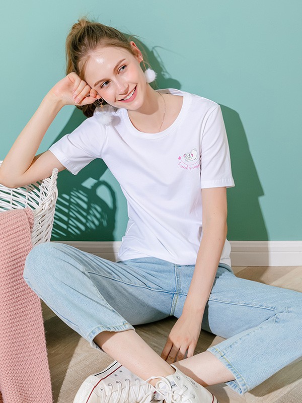 语格2023春夏季白色T恤