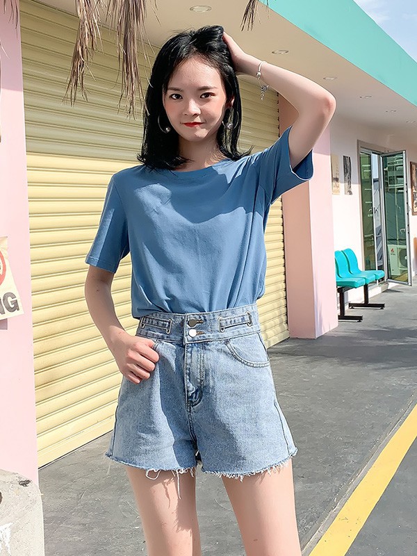 语格2023春夏季蓝色T恤