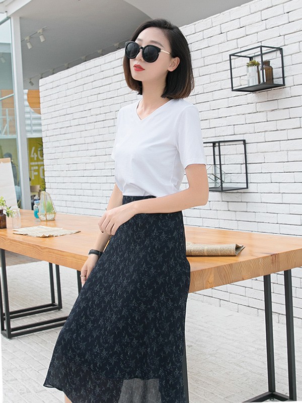 语格2023春夏季黑色半身裙