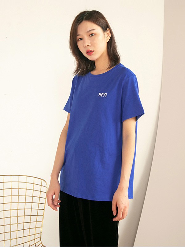 语格2023春夏季蓝色T恤