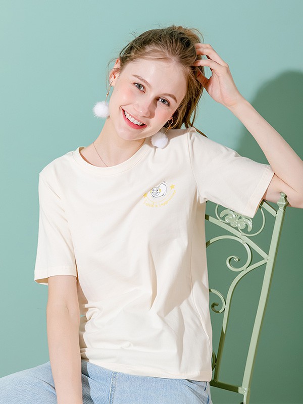 语格2023春夏季白色T恤