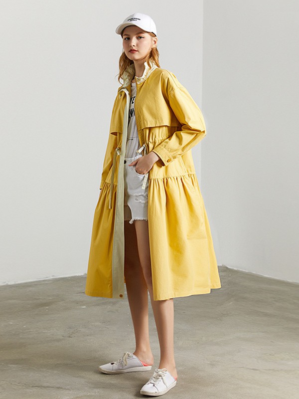 DFVC女装2023春夏季黄色风衣