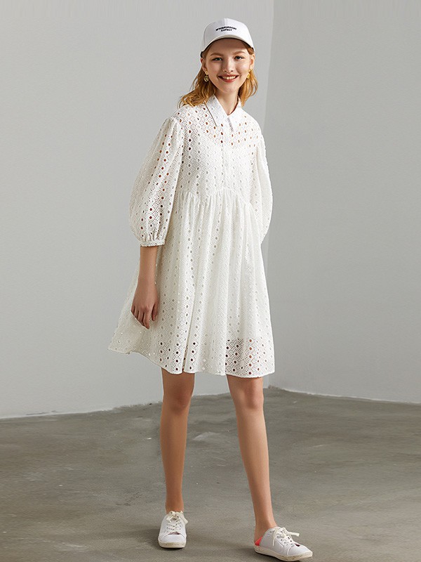 DFVC女装2023春夏季白色连衣裙