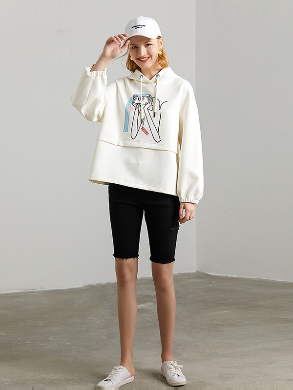 DFVC女装2023春夏季白色卫衣