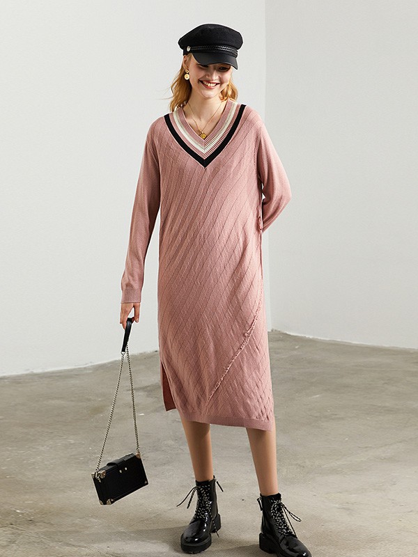 DFVC女装2023春夏季粉色连衣裙