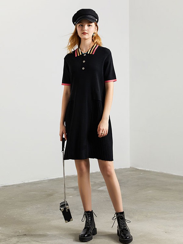 DFVC女装2023春夏季黑色连衣裙