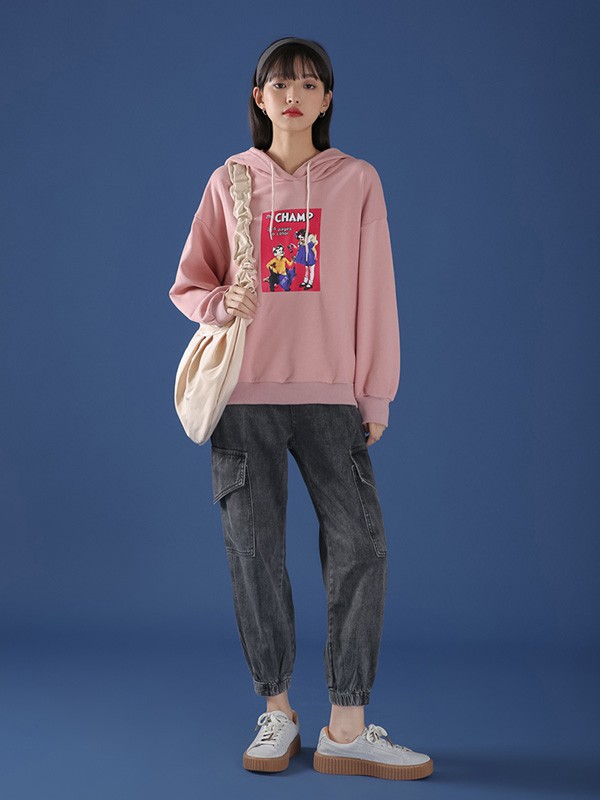 冰依婷女装2023春夏季粉色卫衣