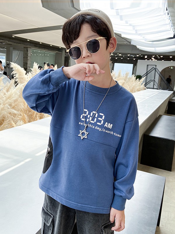 宝贝亨亨童装2023春夏季蓝色T恤