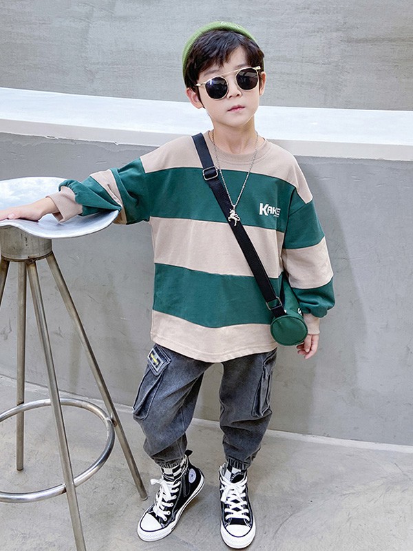 宝贝亨亨童装2023春夏季拼色T恤