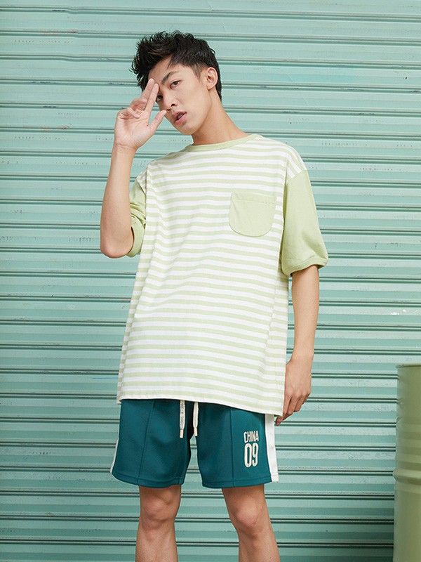 能猫商店休闲装2023春夏季绿色短裤