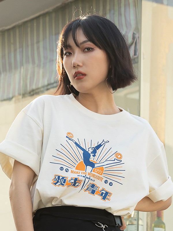 能猫商店休闲装2023春夏季白色T恤