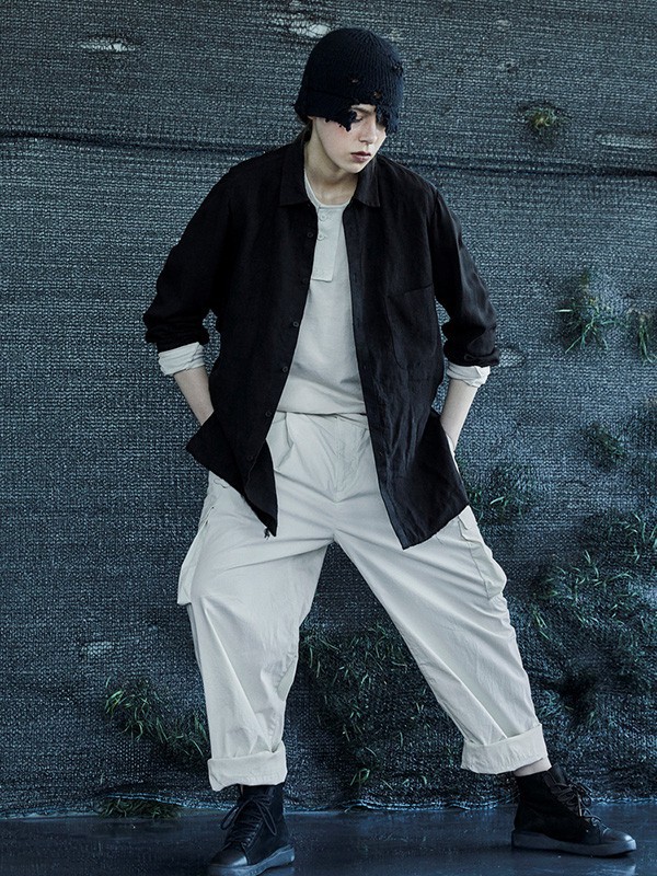 野无男装2023春夏季白色阔腿裤