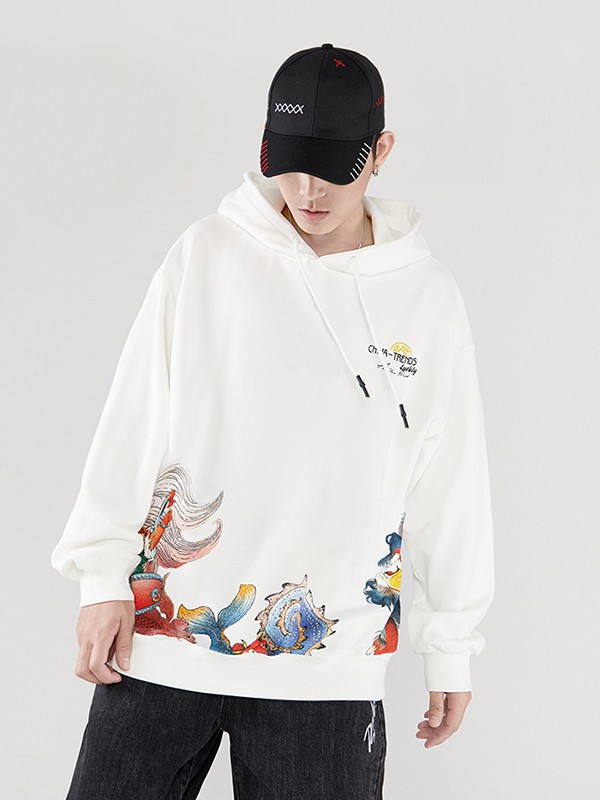 街派一族男装2023春夏季白色卫衣