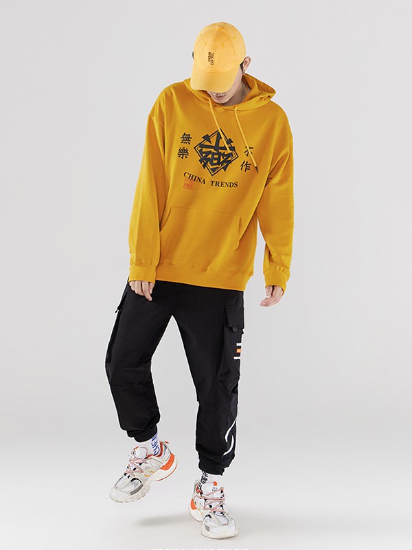 街派一族男装2023春夏季黄色卫衣