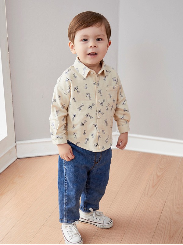 嘟嘟家童装2023春夏季白色衬衫