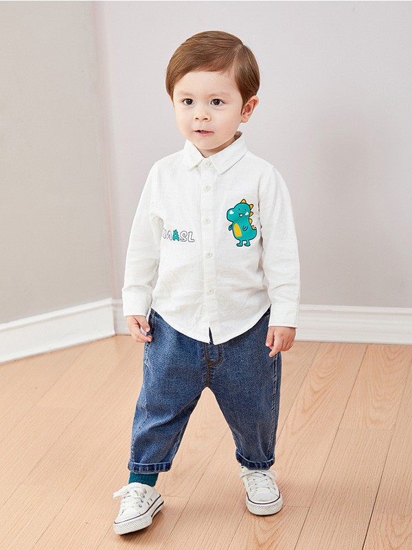 嘟嘟家童装2023春夏季白色衬衫