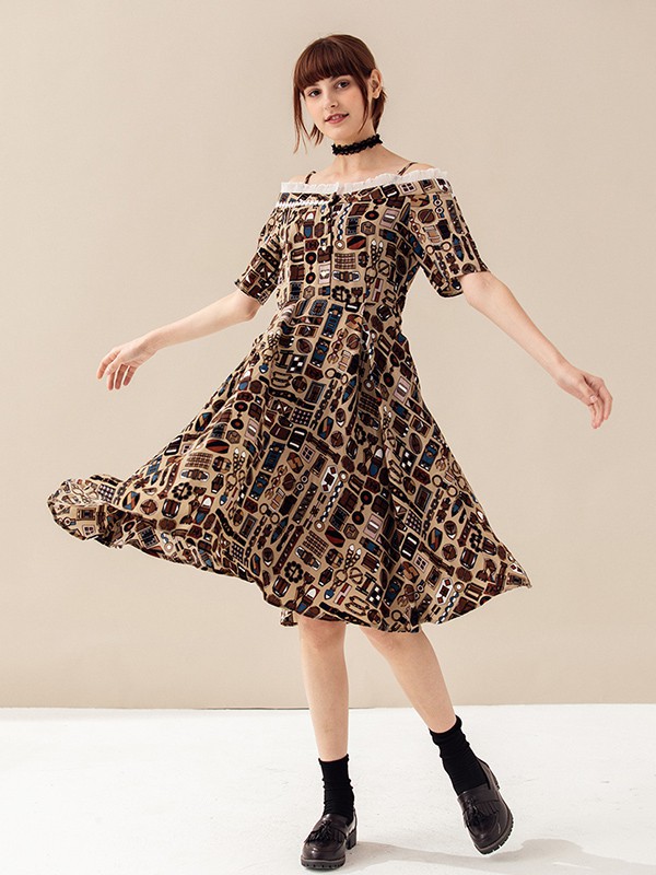 MissPatina2023春夏季咖啡色连衣裙