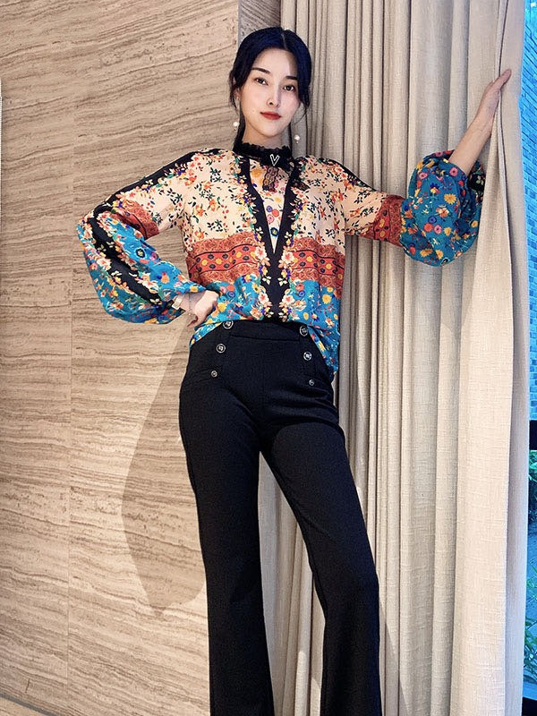 红魔方女装2023春夏季黑色长裤