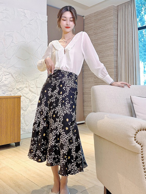 红魔方女装2023春夏季黑色长裙