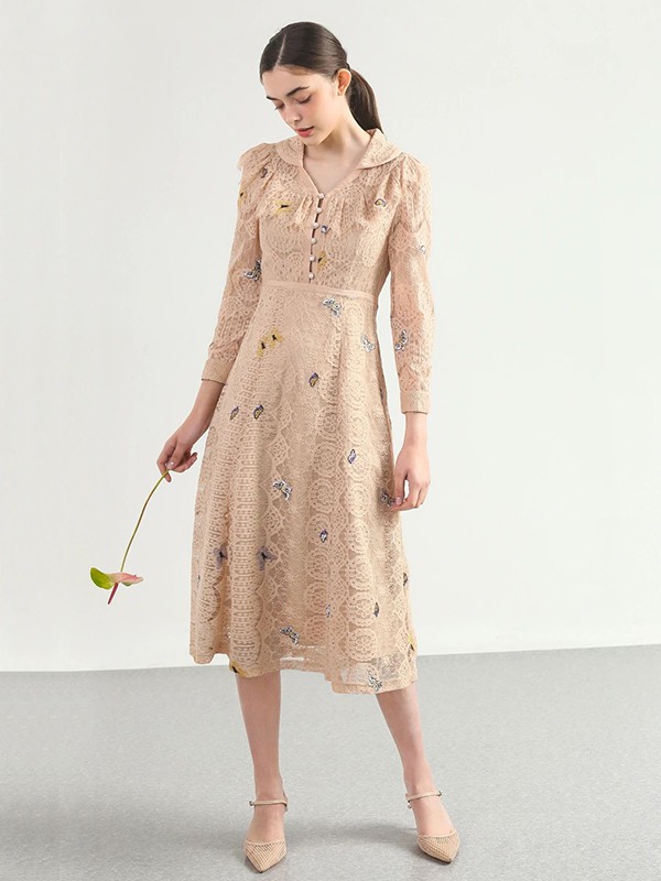 红魔方女装2023春夏季肤色连衣裙