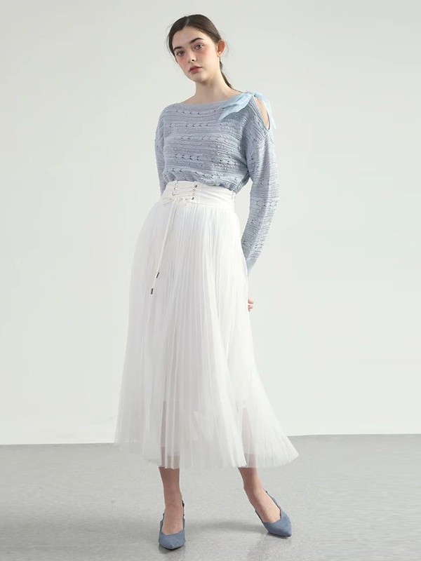 红魔方女装2023春夏季白色长裙