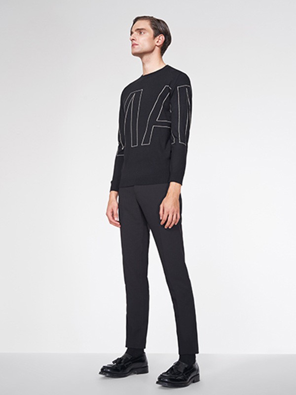 默兹男装2022秋冬季黑色毛衣