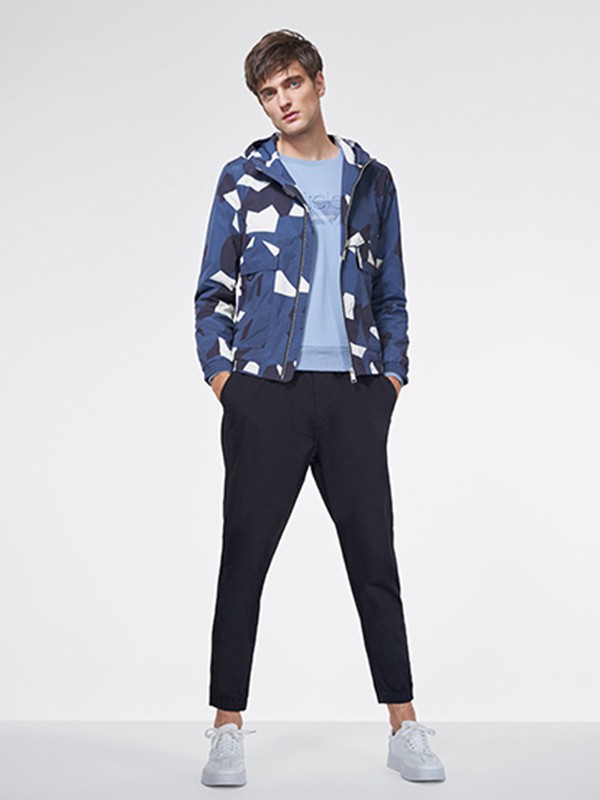 默兹男装2022秋冬季蓝色T恤