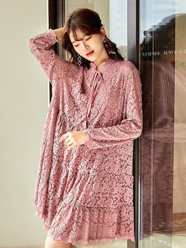 锦蕙兰女装2023春夏季粉色连衣裙