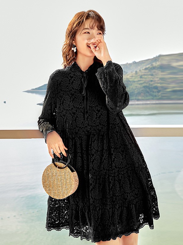 锦蕙兰女装2023春夏季黑色衬衫裙