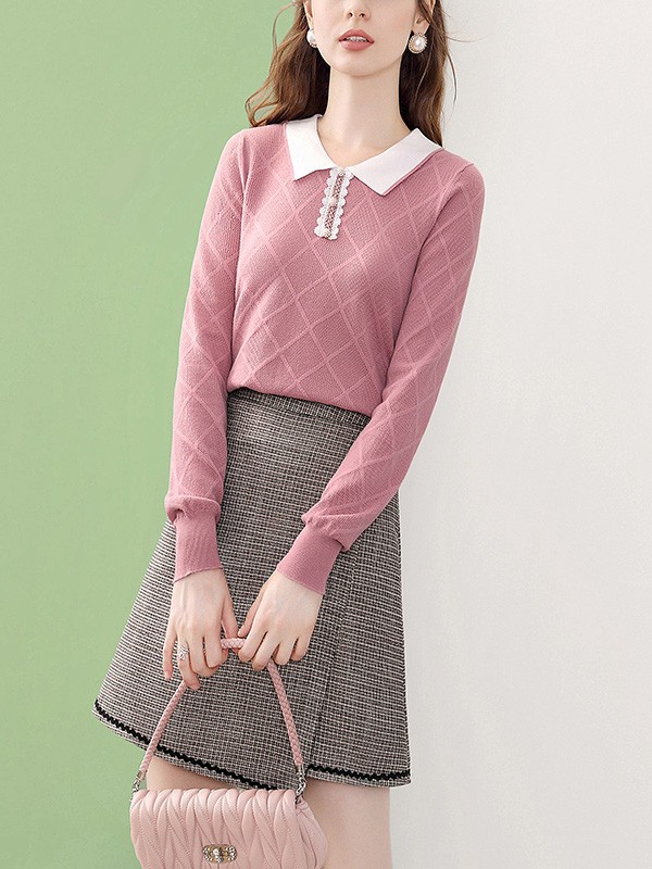 蕾彩女装2023春夏季粉色针织衫