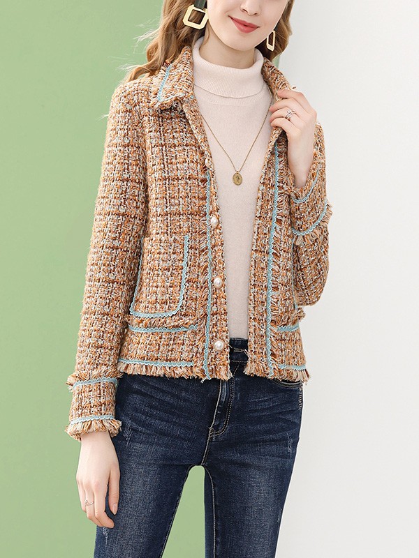 蕾彩女装2023春夏季卡其色西装