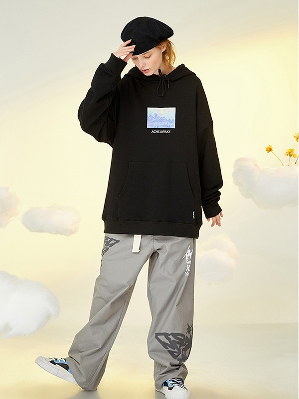 ACHS休闲装2023春夏季黑色T恤