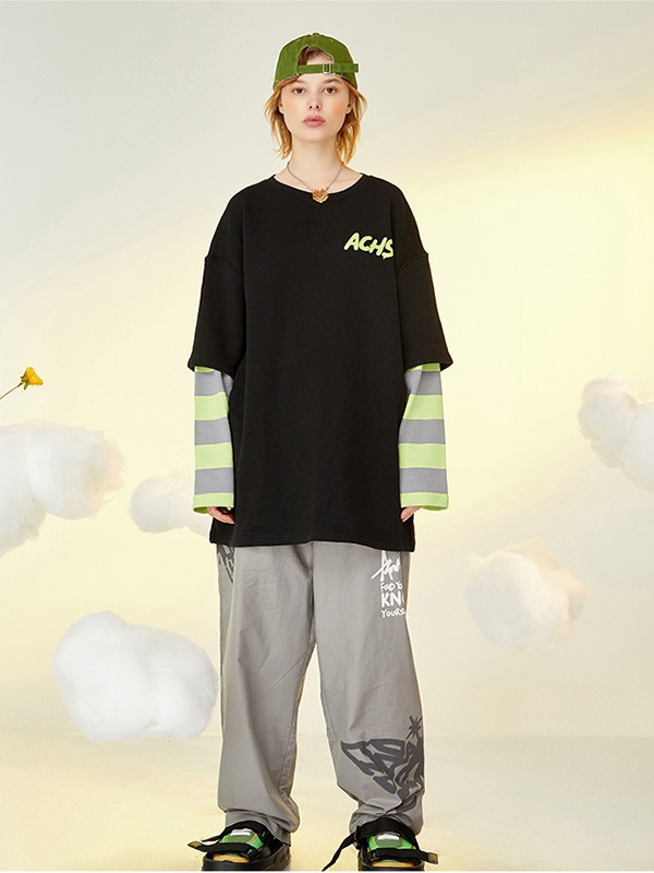 ACHS休闲装2023春夏季黑色T恤