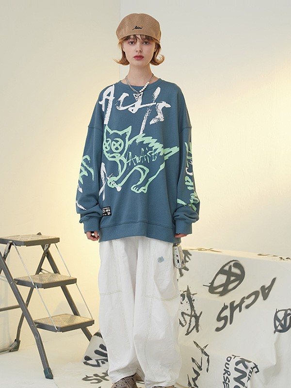 ACHS休闲装2023春夏季蓝色T恤