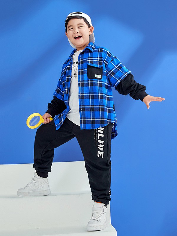 普哆衣童装2023春夏季蓝色衬衫