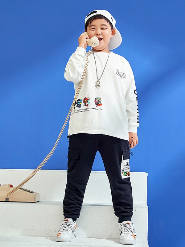 普哆衣童装2023春夏季白色T恤